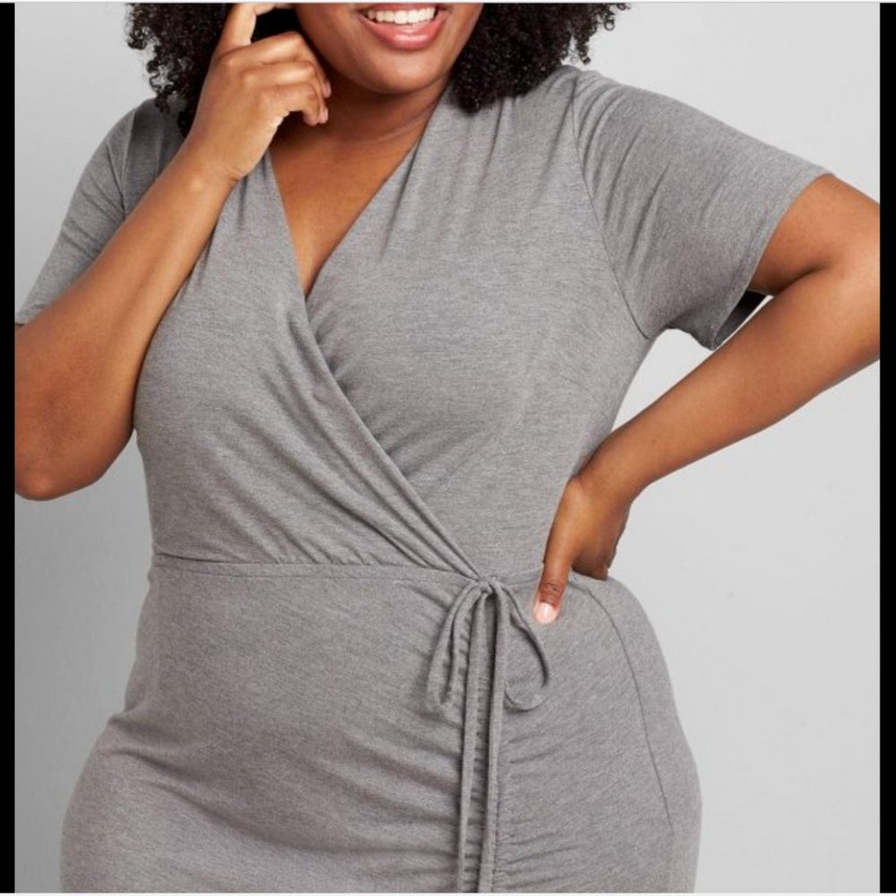 Lane Bryant Gray Crossover Side-Drawstring Maxi D… - image 3
